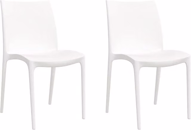 Berkfield Home Set of 2 White Polypropylene Garden Chairs, W: 50 cm, D: 46 cm, H: 80 cm