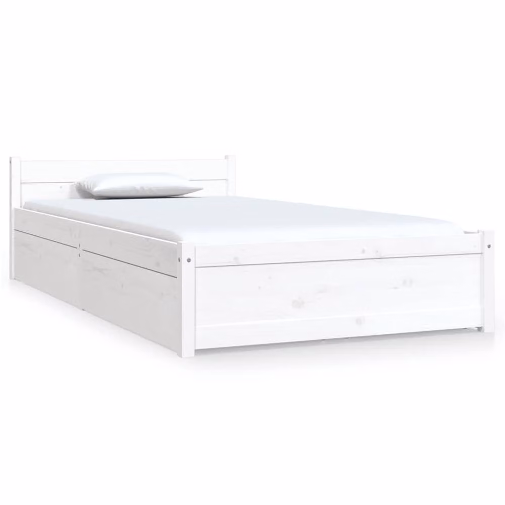 Berkfield Home Single Bed Frame with Drawers in White Solid Pine, W/D/H: 90 x 190 cm – 2