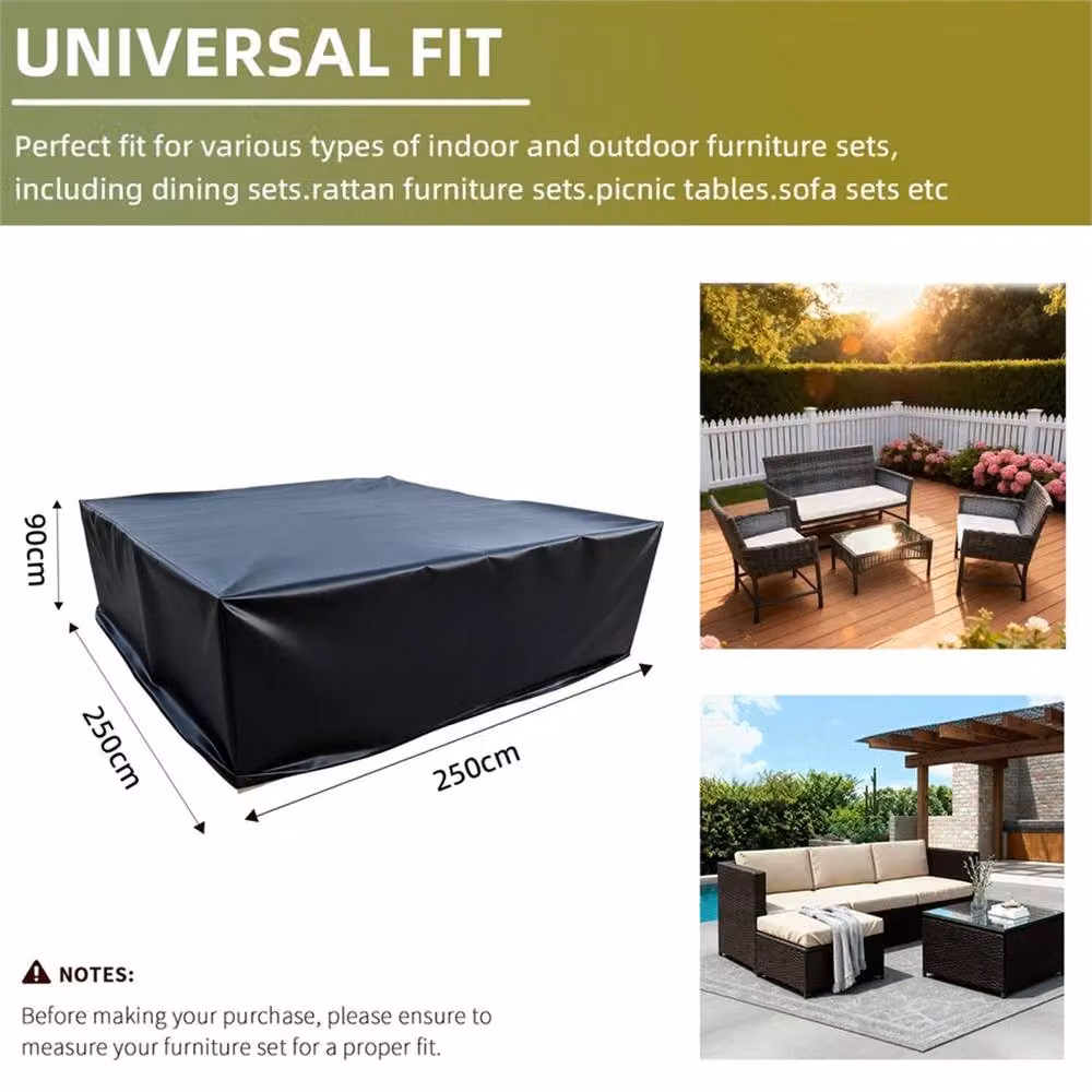VOGREX Waterproof 420D Polyester Garden Patio Sofa Cover in Black, 250 cm – 2