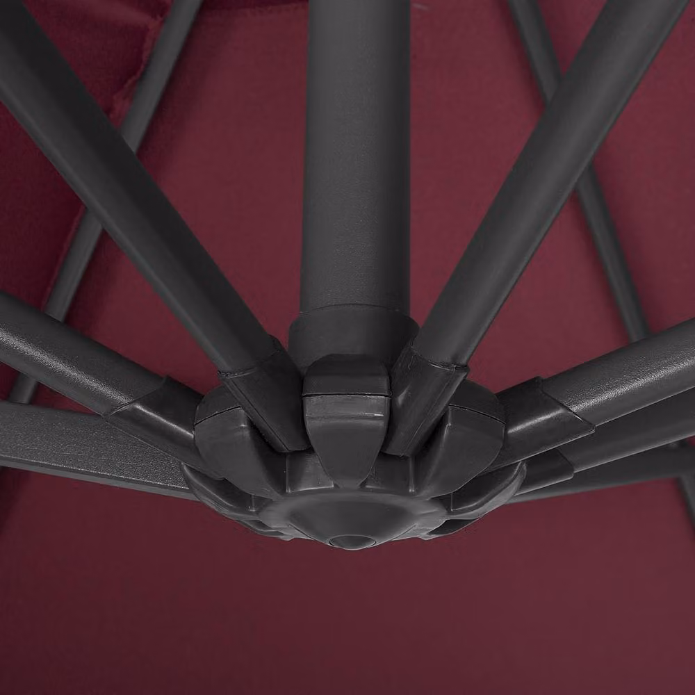 Wyld and Coco Cantilever Garden Parasol with Red Polyester Canopy and Black Steel Frame, Height: 235 cm – 3