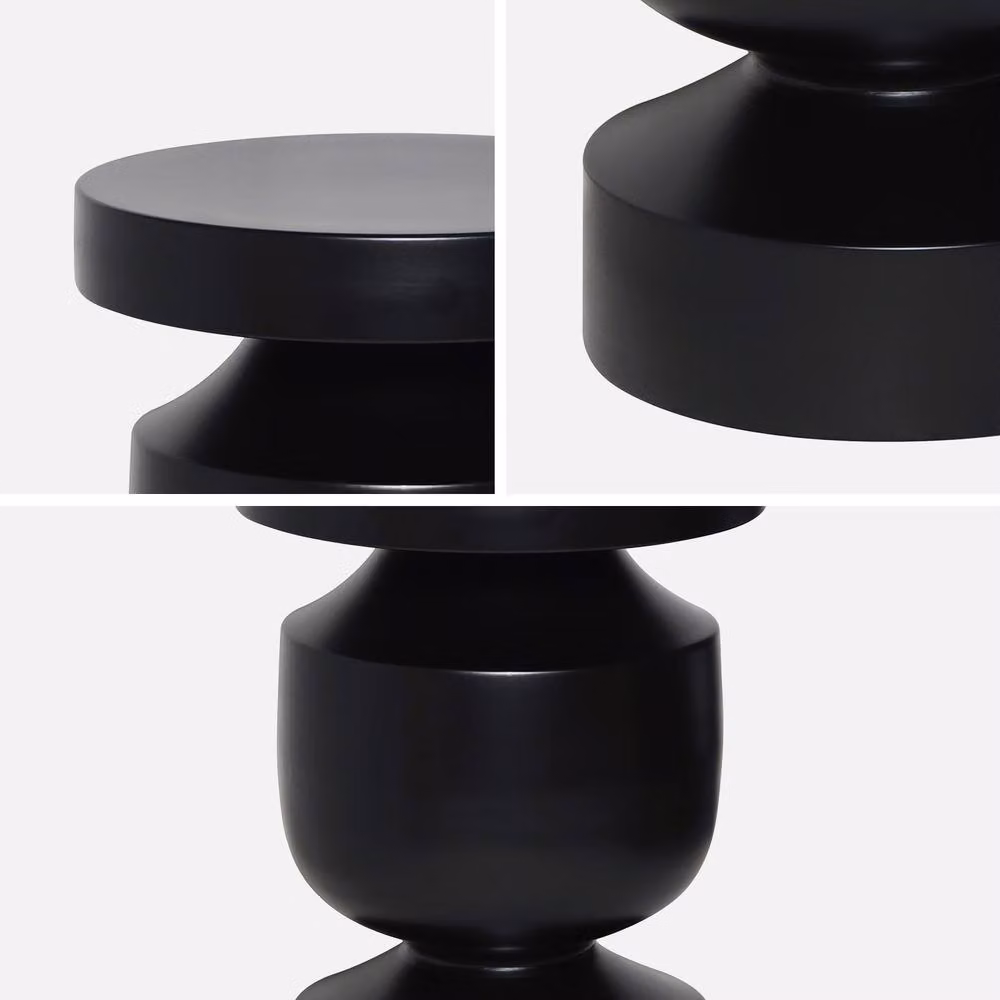 sweeek Black Metal Geometric Side Table with Round Top, H 75.0 x W 30.5 x D 30.5 cm – 2