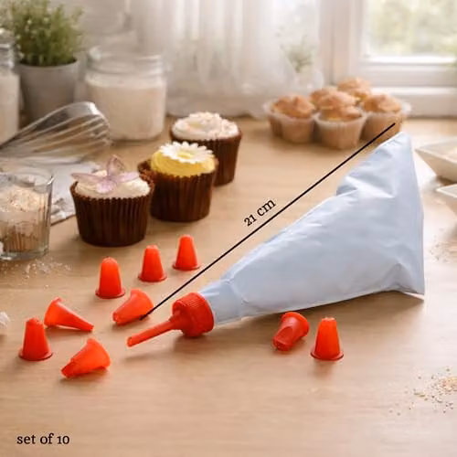 Orsina Cake Decorating Set with 10 Plastic Nozzles and Piping Bag in Red – 2