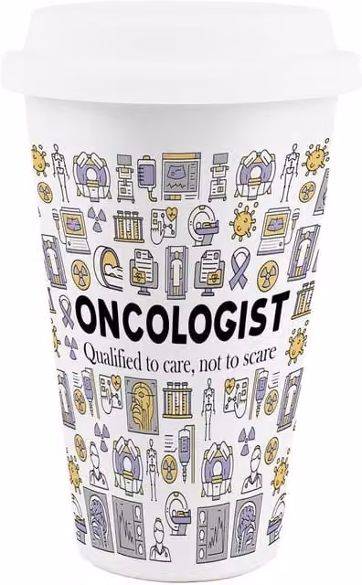 Purely Home Novelty Oncologist Ceramic Travel Mug in White