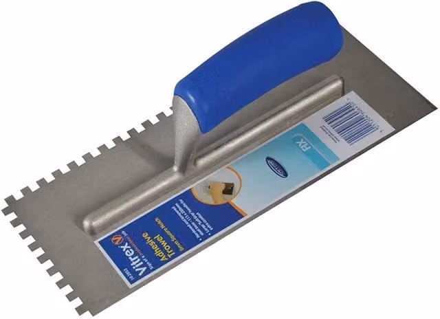 Vitrex Soft Grip Adhesive Trowel in Blue and Multicolour Steel – 1