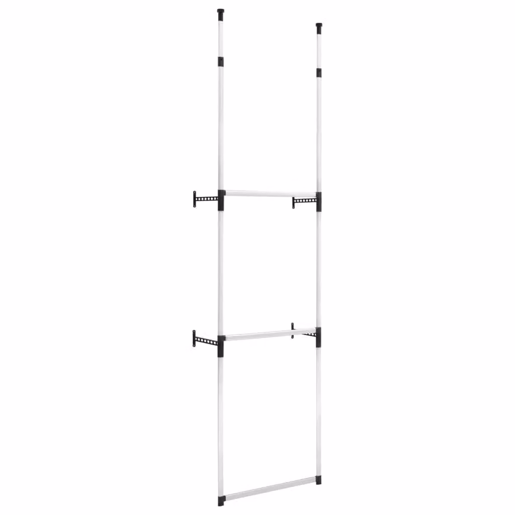 Berkfield Home Telescopic Wardrobe System with Continuous Linear Rail and Clothes Rail in Silver Metal – 2