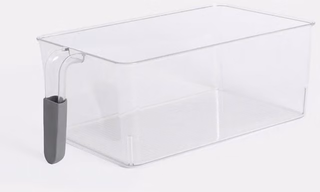 OHS Clear Plastic Fridge Storage Tray with Handle