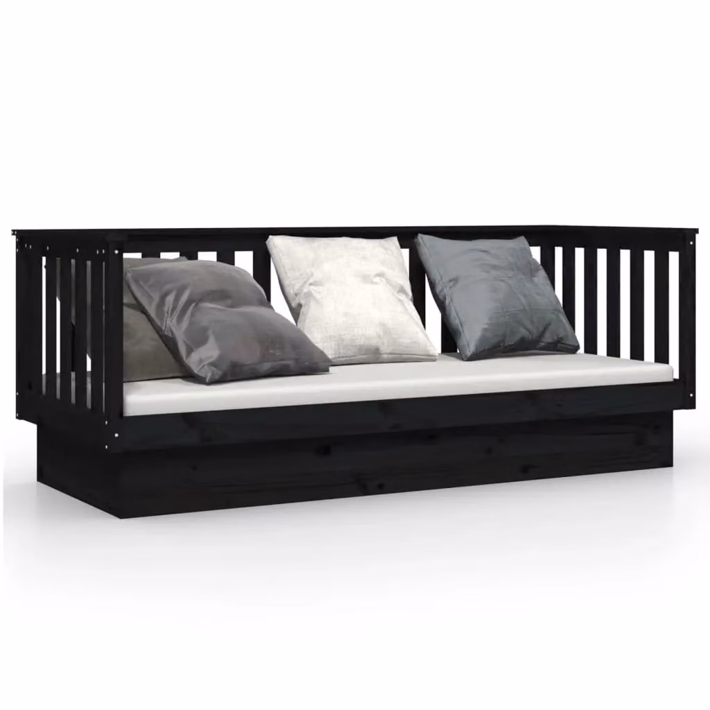 Berkfield Home Rustic Solid Wood Pine Day Bed, Black, W/D/H: 90 x 190 cm – 2