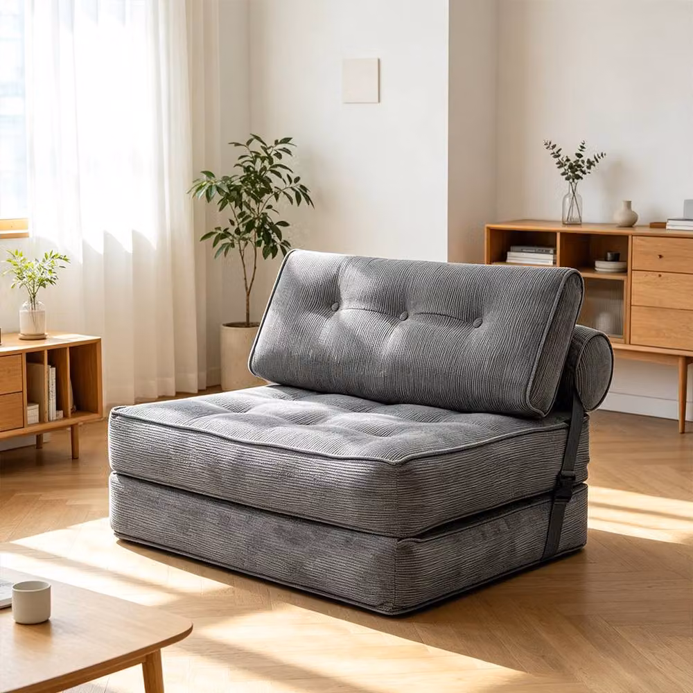 FORGEVIO Grey 3-in-1 Folding Floor Sofa Bed and Portable Boneless Foam Couch – 5