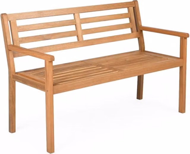 Costway 2-Person Outdoor Acacia Wood Loveseat Bench in Natural Brown, Width: 119 cm