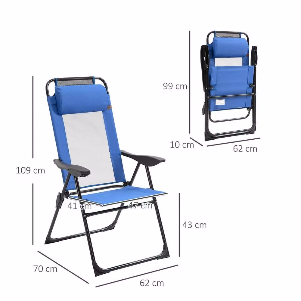 EONLION Set of 2 Blue Folding Garden and Camping Chairs with Armrests – 2