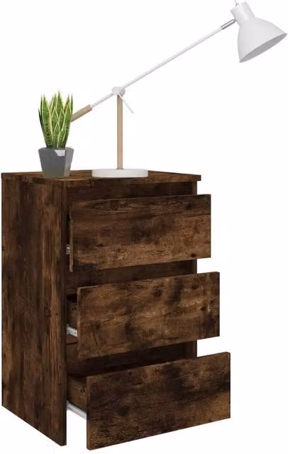 Berkfield Home Decorative Bed Cabinet in Smoked Oak Brown, W/D/H: 40 x 35 x 62.5 cm – 1