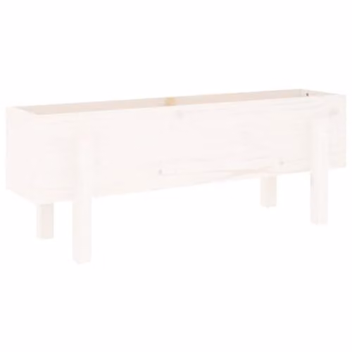 vidaXL White Lacquered Pine Wooden Raised Bed W/D/H: 101 x 30 x 38 cm