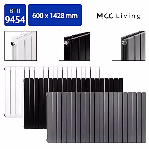 MCC Direct Designer Flat Panel Double Radiator, Anthracite Grey, W: 142.8 cm, H: 60 cm – 2