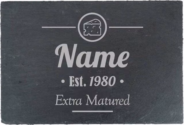 Uniqueful Personalised Extra Matured Design Rectangular Slate Cheeseboard in Black