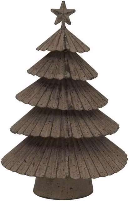 Lemon Pavilion Rustic Layered Metal Christmas Tree with Star in Silver and White, W: 16 cm, D: 7 cm, H: 25 cm