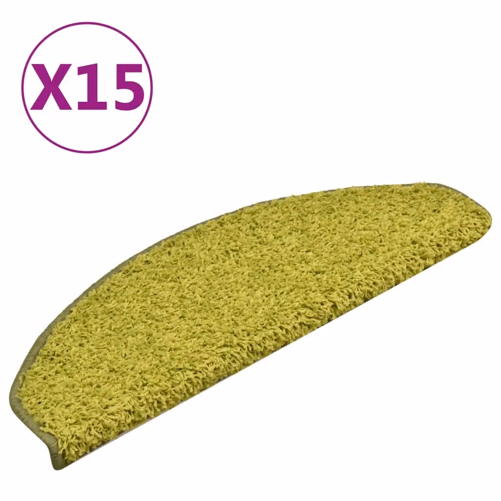 Berkfield Home Non-Slip Self-Adhesive Carpet Stair Treads, 15 Pieces, Green, W: 65 cm, D: 21 cm, H: 4 cm – 2