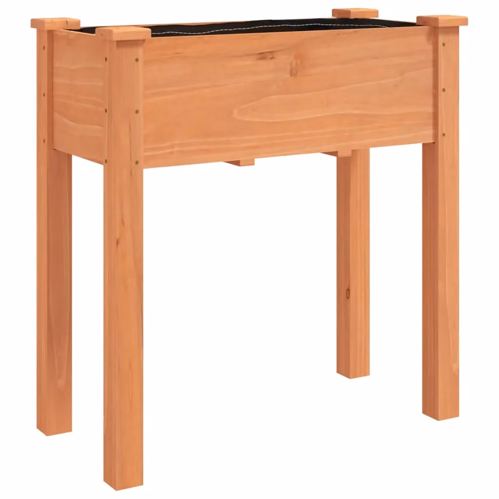 Berkfield Home Brown Solid Wood Fir Planter with Liner W: 71 cm, D: 37 cm, H: 76 cm – 2