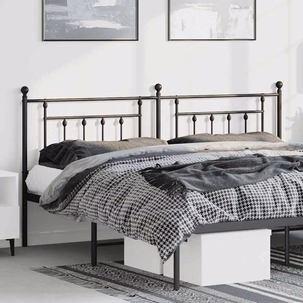 Berkfield Home Classic Metal Headboard in Black, Width: 193 cm – 2