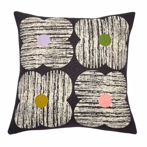 Orla Kiely Textured Flower 100% Cotton Duvet Cover and Pillowcase Set in Lilac and Moss Green