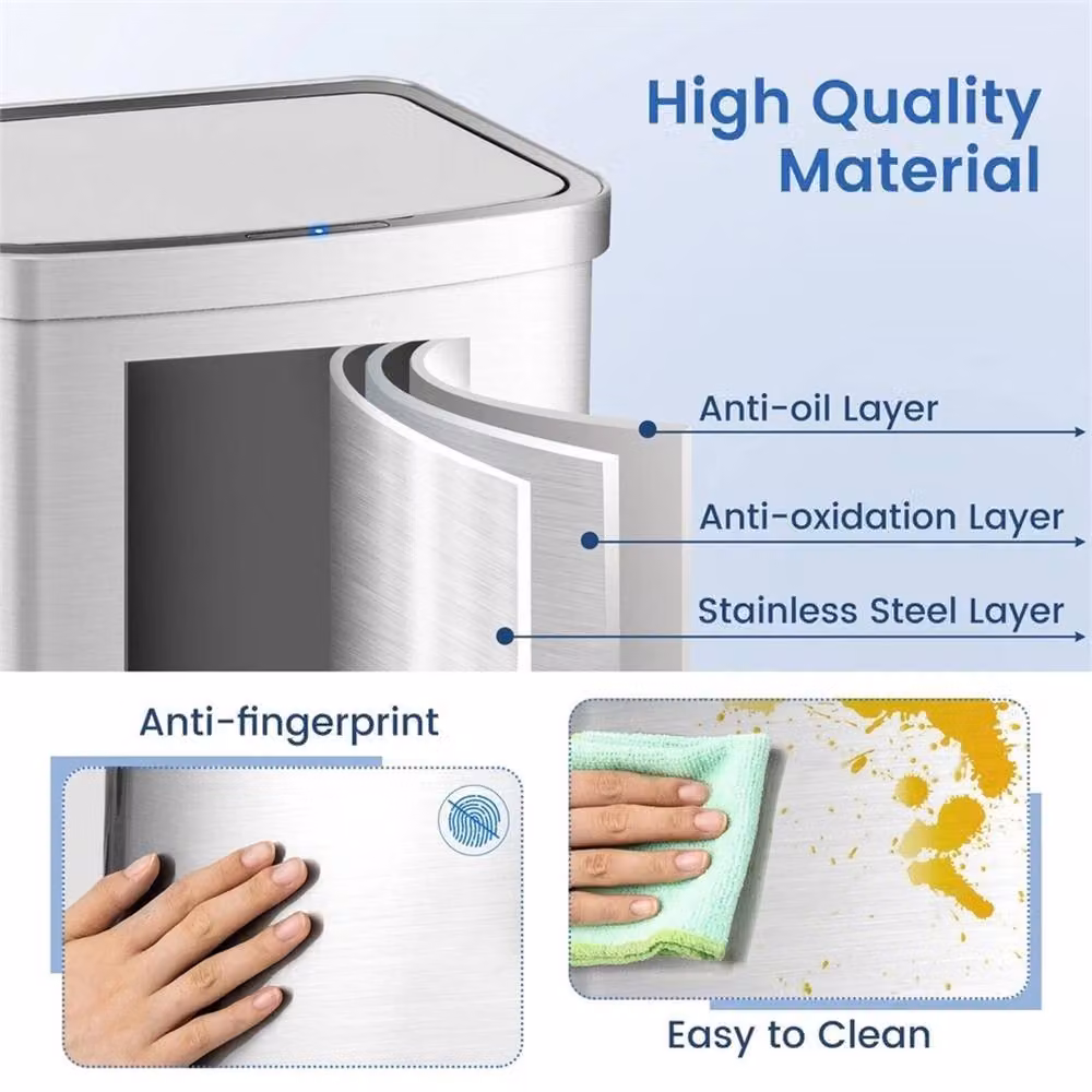 KORVIXA Rectangular Automatic Bin in Silver, 1000ml – 4