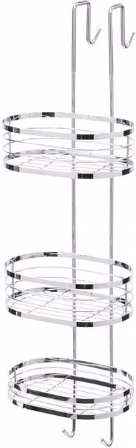 Nordara 3 Tier Oval Metal Bathroom Shower Caddy Storage Shelf Organiser in Silver