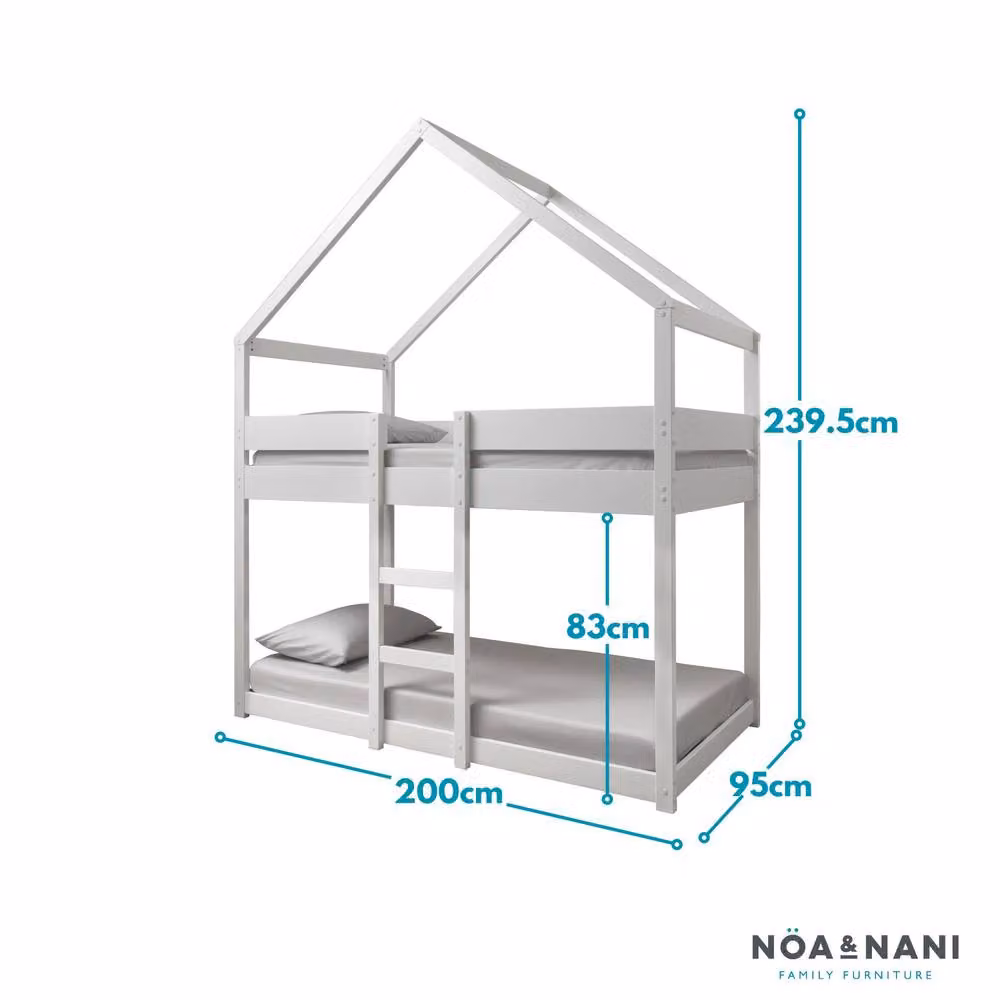 Nöa and Nani Sofie Single Bunk Bed House Cabin in White – 3