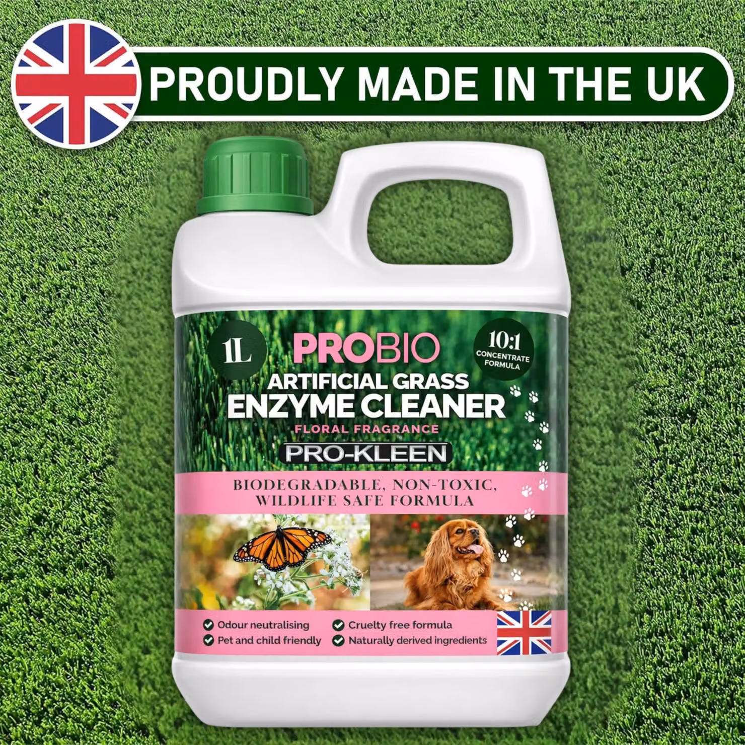 ProKleen ProBio Artificial Grass Cleaner Probiotic Based Deodoriser and Odour Eliminator, Floral Fragrance, 1 l – 2
