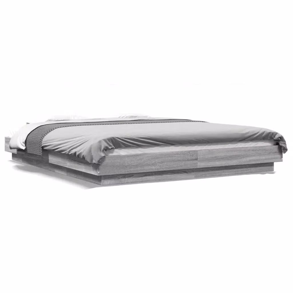 Berkfield Home Grey Sonoma Bed Frame with LED Lights and USB Charging Port, 150 x 200 cm – 2