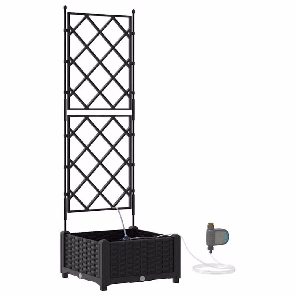 Berkfield Home Black Plastic Garden Planter with Water Irrigation System W: 40 cm, D: 126 cm, H: 3 cm – 2