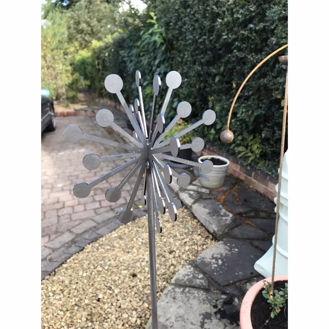 Poppyforge Pack of 3 Black Steel 3D Allium Plant Stakes, Height: 122 cm – 2