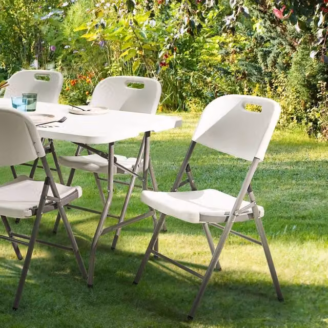 Wyld and Coco 2 Pack White Armless Folding Outdoor Dining Chairs – 1