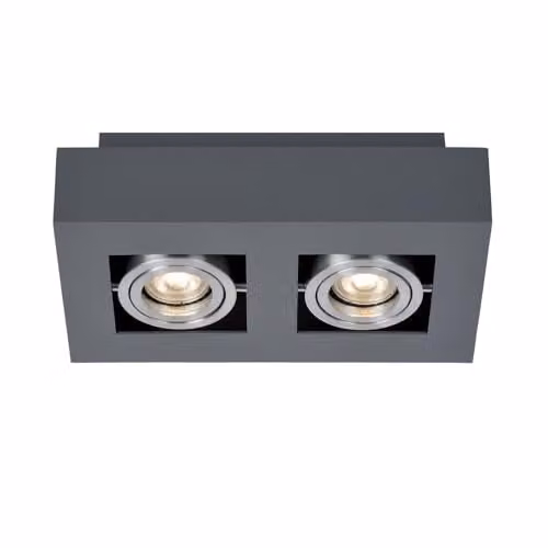 Netlighting Modern Black Aluminium Surface Mounted 2 Light GU10 Rectangular Downlight