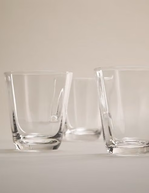 M&S Set of 4 Transparent Glass Soda Optic Tumblers