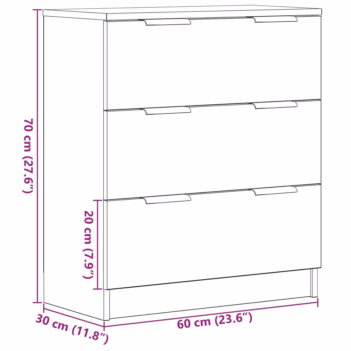 Berkfield Home Black Oak Sideboard in Black Manufactured Wood, W: 60 cm, D: 30 cm, H: 70 cm – 6