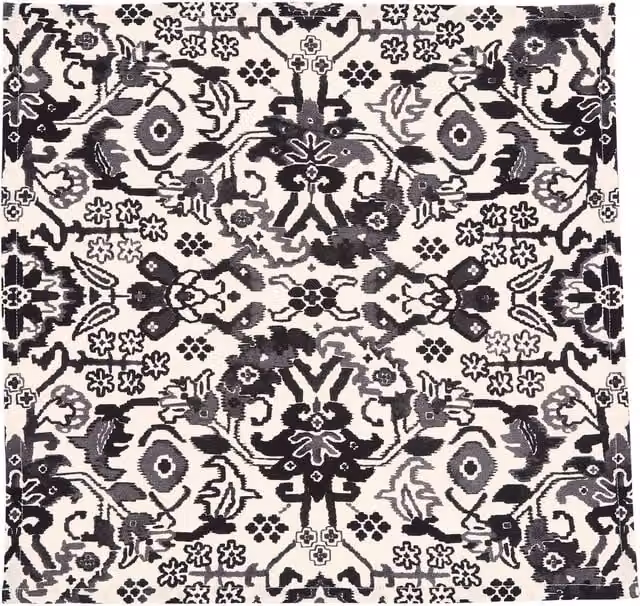 Bedeck of Belfast Saja Cotton Napkins, Grey Floral and Ethnic Design, W/D: 40 x 40 cm