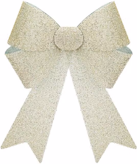 VFM e-Store Tinsel Bow Christmas Decoration in Gold and Beige, W/D/H: 22 x 32 x 7 cm