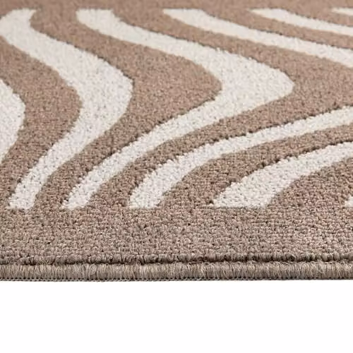 My Mat Sculptured Patterned Waves Mink Runner in Brown and Beige, W: 67 cm, L: 150 cm – 3