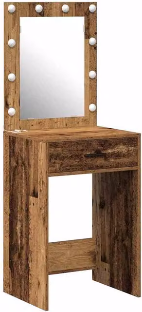 Berkfield Home Rustic Wood Dressing Table with LED Lights, Brown, W/D/H: 50 x 41 x 135 cm – 1