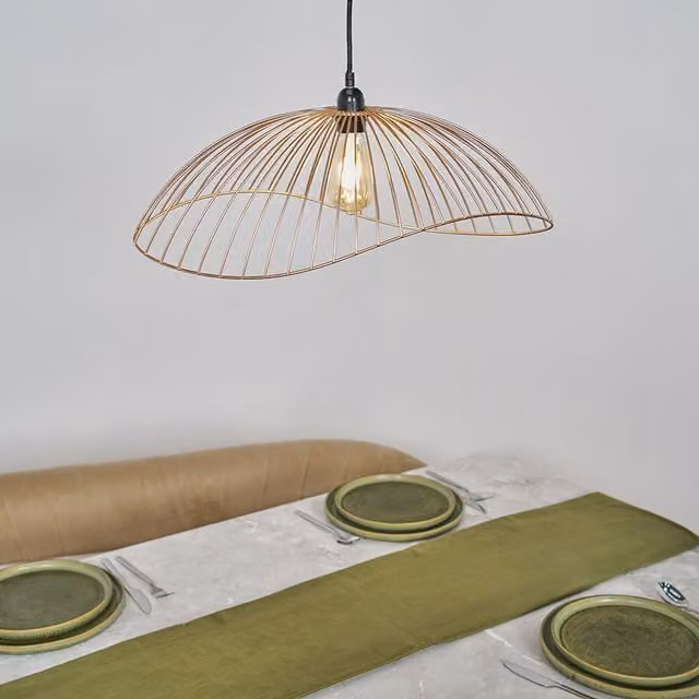 Covelas Wavy Wire Design Easy Fit Ceiling Pendant Light Shade in Copper Metal Finish