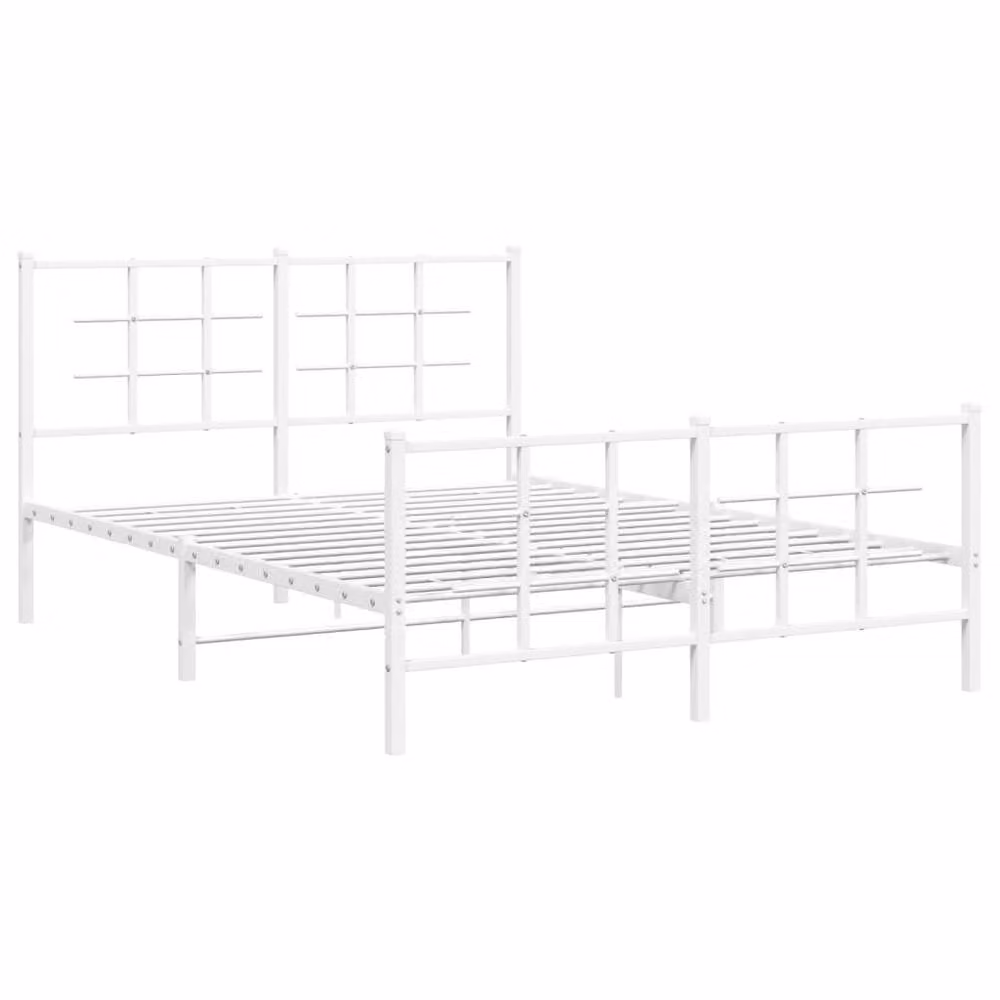 Berkfield Home Metal Bed Frame with Footboard, White, W: 135 cm x L: 190 cm – 3
