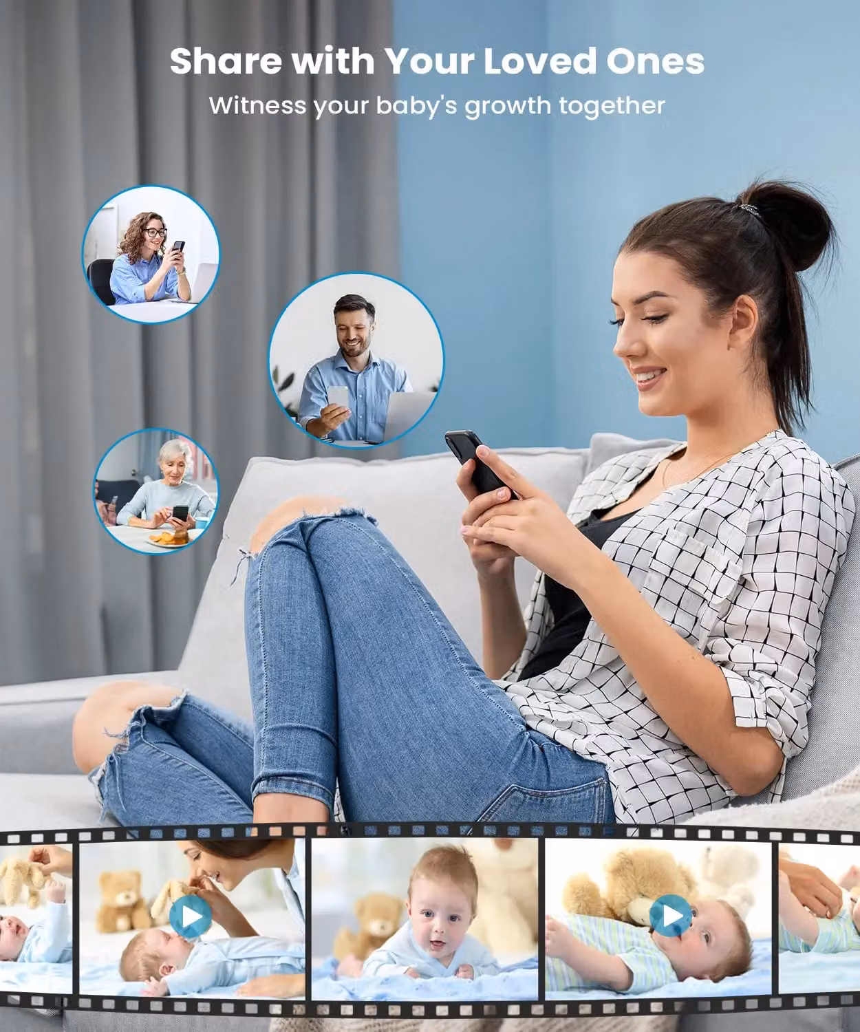 iegeek Smart Baby Monitor with 5.5 Inch Screen, App Control, Night Vision and Two-Way Talk in White – 4