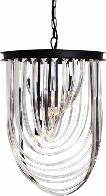 Orsina Large Black Pendant Light with Transparent Crystal Drops and Adjustable Height – 1
