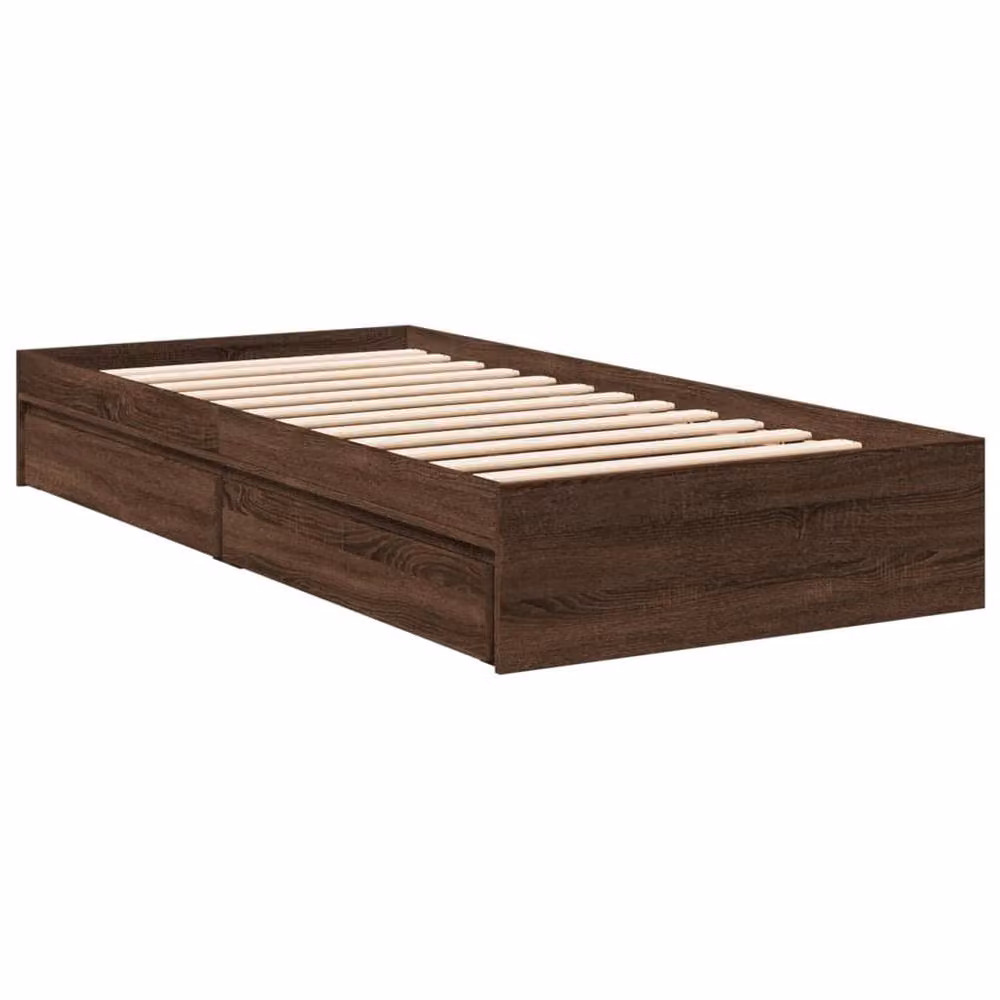 Berkfield Home Small Single Bed Frame with Drawers in Brown Oak – 3