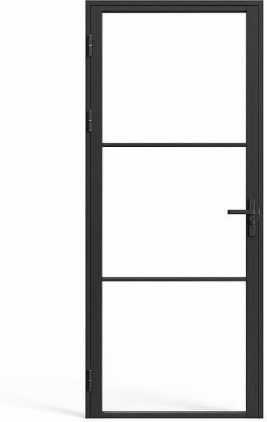 Vente-unique Reversible Modern Door Unit in Black Aluminium and Tempered Glass, H: 204 cm, W: 93 cm – 1