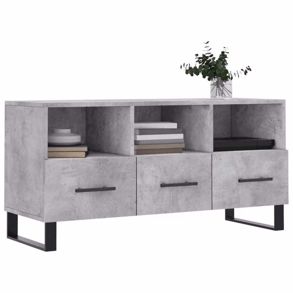 Berkfield Home Industrial TV Cabinet in Concrete Grey, W/D/H: 102 x 36 x 50 cm – 3