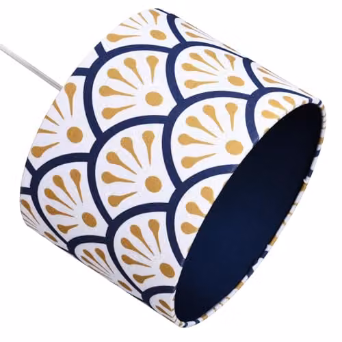 Happy Homewares Moroccan Floral Cylinder Drum Lampshade in Blue and Yellow, Diameter: 25 cm, Height: 18 cm – 3
