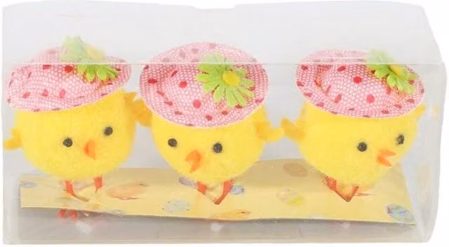 KDMD 5 Pack Yellow Dotted Easter Chicks with Hats Textile Tabletop Decorations