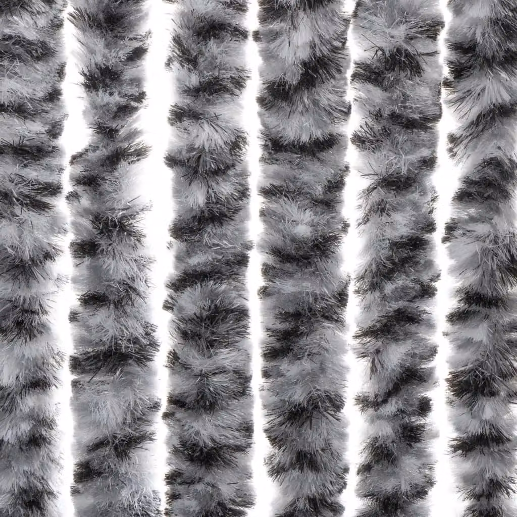 Berkfield Home Striped Chenille Fly Curtain in Grey, Black and White, W: 56 cm, H: 200 cm – 4