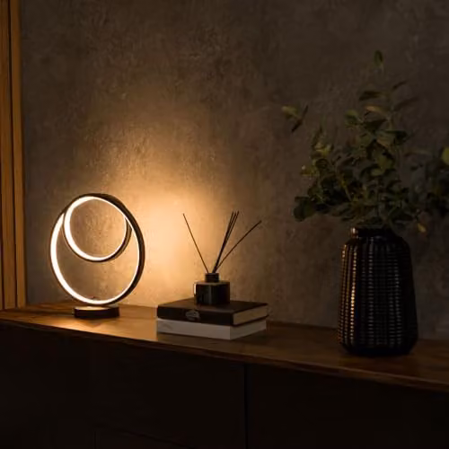 ValueLights Matt Black Loop Table Lamp with Integrated LED and Touch Button – 2