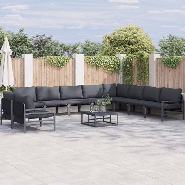 Berkfield Home 11 Piece Modern Garden Sofa Set in Anthracite and Multicolour Metal